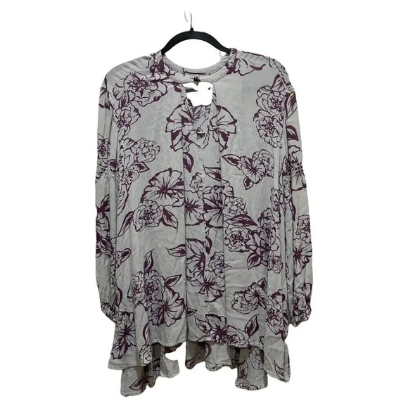 FREE PEOPLE Floral Foil Print Swing Tunic Floral Cloud Combo Extra Small XS - Picture 3 of 8